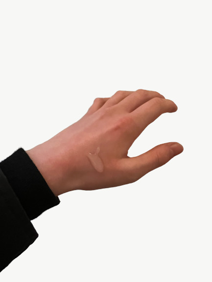 cetaphil gentle exfoliating cleanser texture applied to back of hand